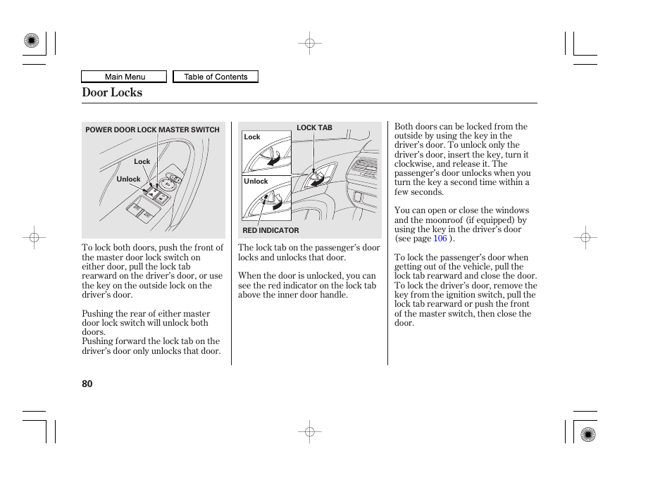 Door locks | HONDA 2010 Accord Coupe User Manual | Page 83 / 404