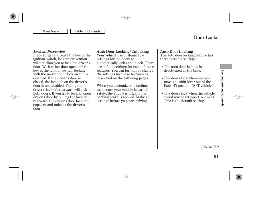 Door locks, 2010 accord coupe | HONDA 2010 Accord Coupe User Manual | Page 84 / 404