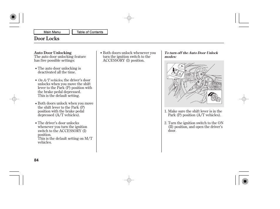 Door locks | HONDA 2010 Accord Coupe User Manual | Page 87 / 404
