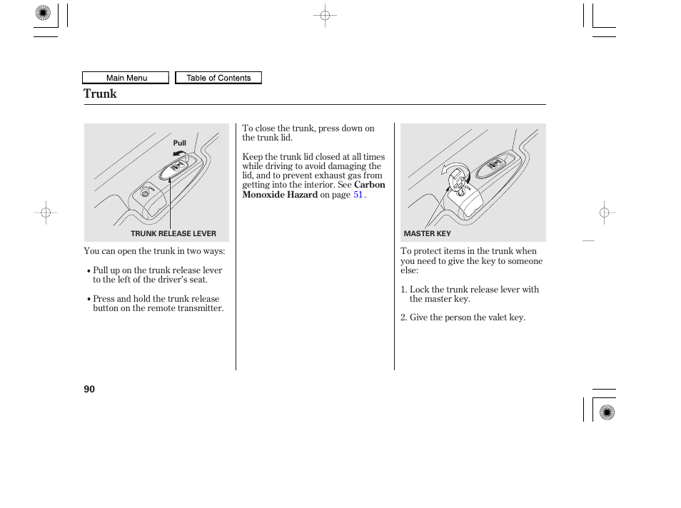 Trunk | HONDA 2010 Accord Coupe User Manual | Page 93 / 404