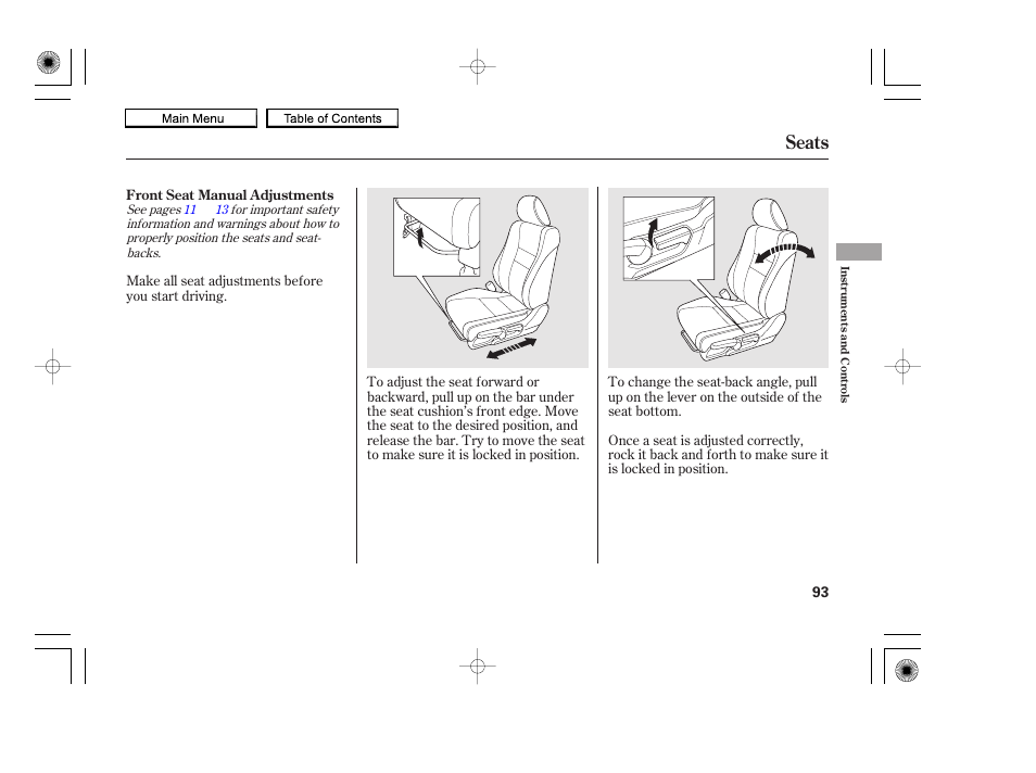 Seats, 2010 accord coupe | HONDA 2010 Accord Coupe User Manual | Page 96 / 404
