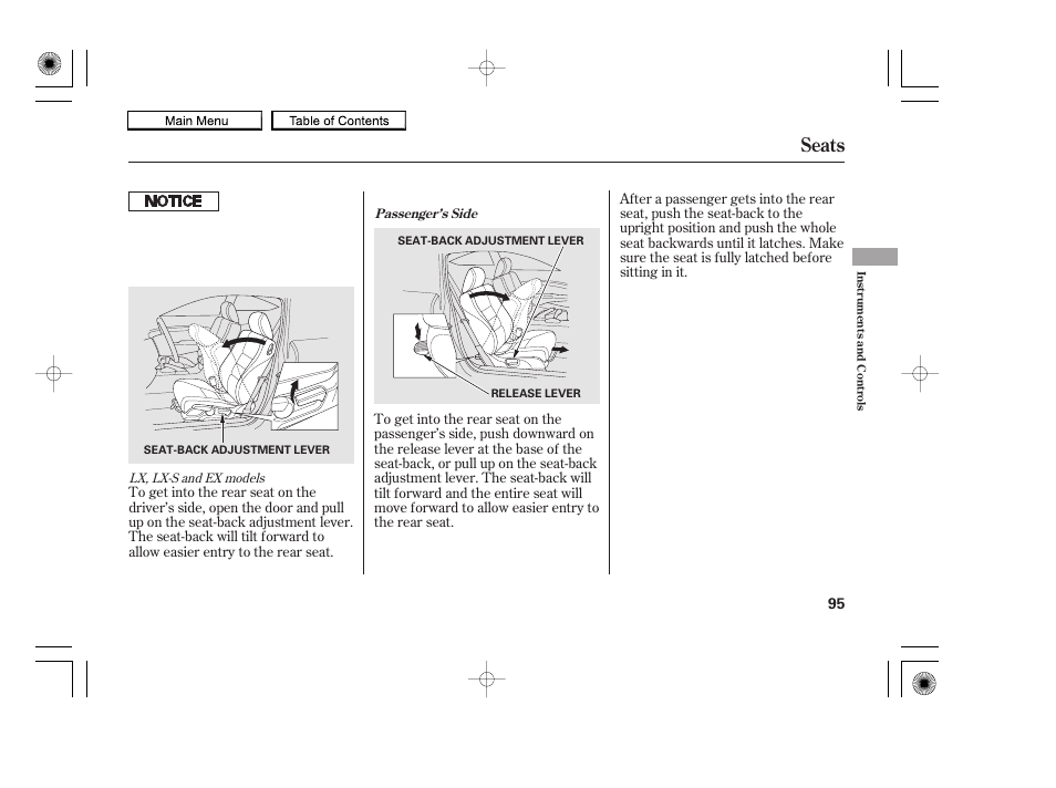 Seats, 2010 accord coupe | HONDA 2010 Accord Coupe User Manual | Page 98 / 404