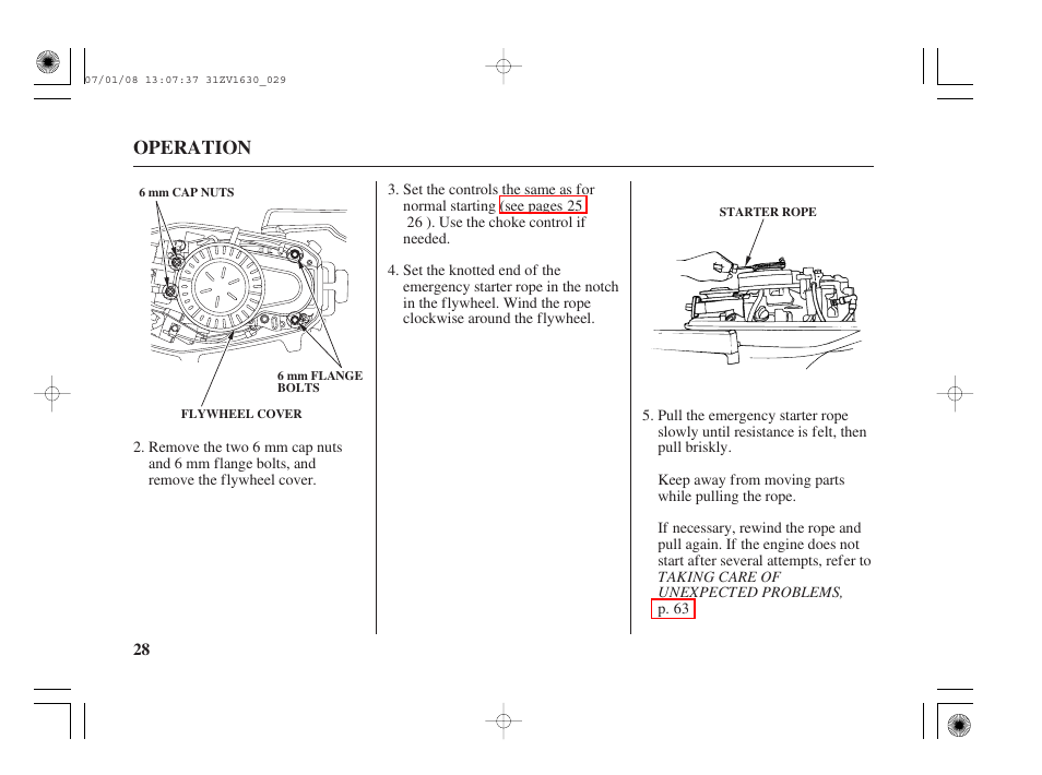 Operation | HONDA Outboard Motor BF5A User Manual | Page 30 / 95