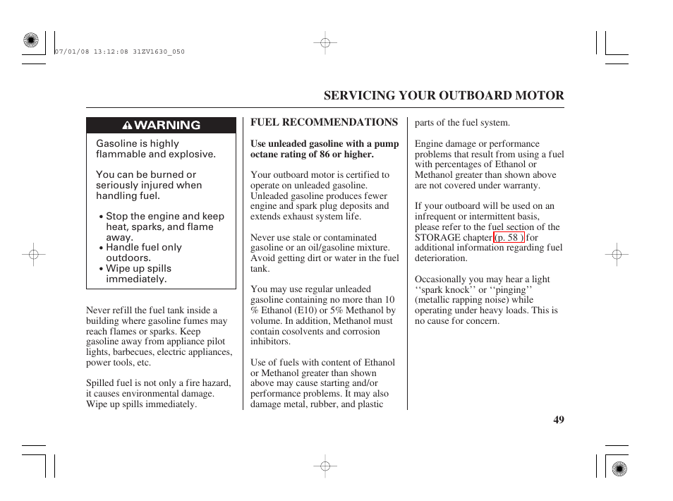 Fuel recommendations | HONDA Outboard Motor BF5A User Manual | Page 51 / 95
