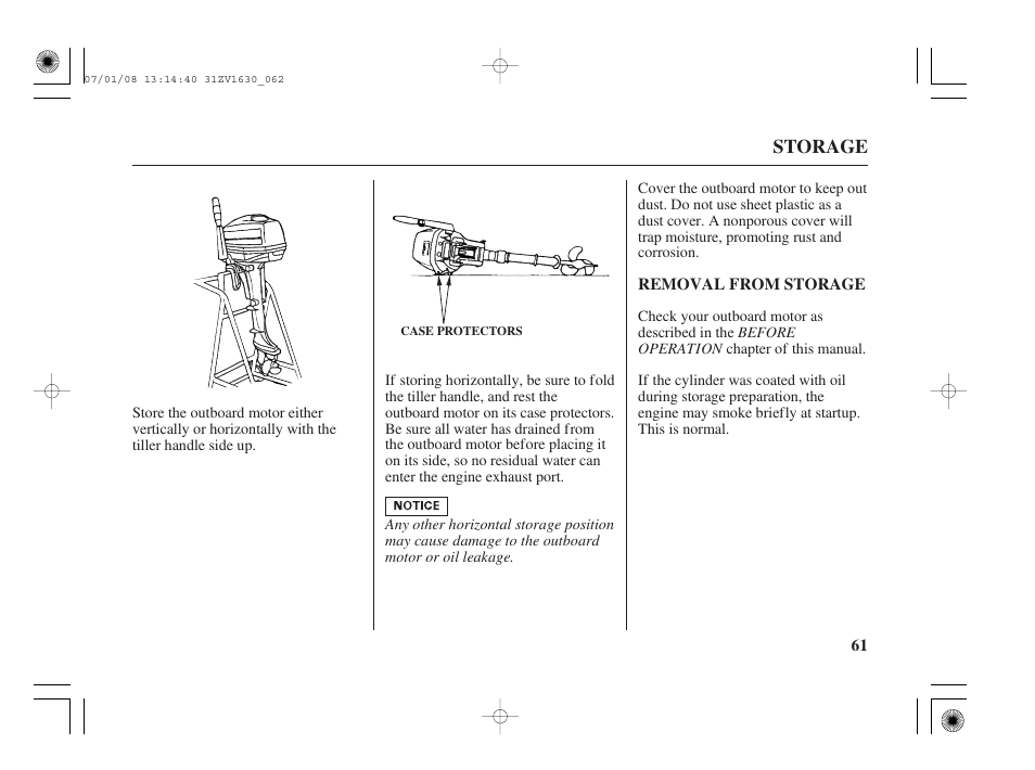Removal from storage | HONDA Outboard Motor BF5A User Manual | Page 63 / 95