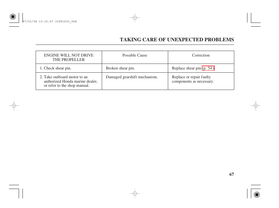 Engine will not drive the propeller | HONDA Outboard Motor BF5A User Manual | Page 69 / 95
