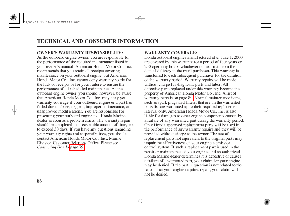HONDA Outboard Motor BF5A User Manual | Page 88 / 95