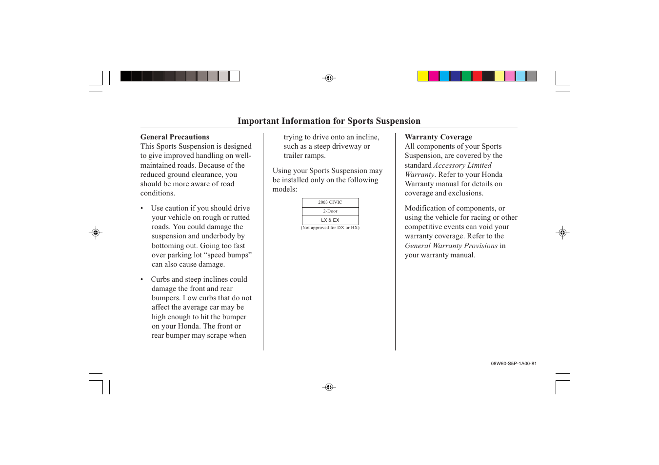 HONDA 08W60-S5P-1A00-81 User Manual | 2 pages