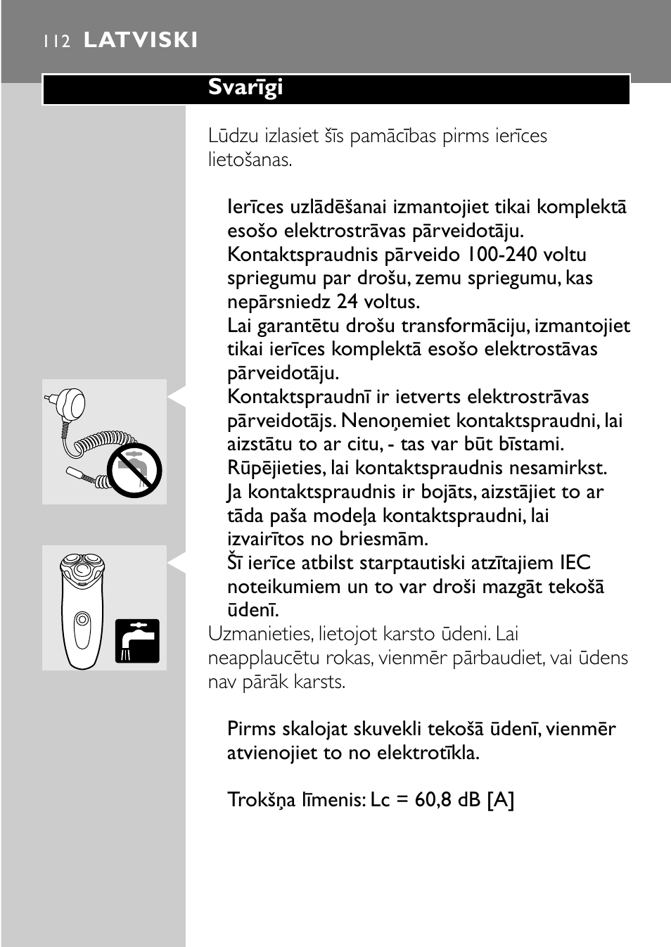 Latviski 112 | Philips HQ7830 User Manual | Page 110 / 164