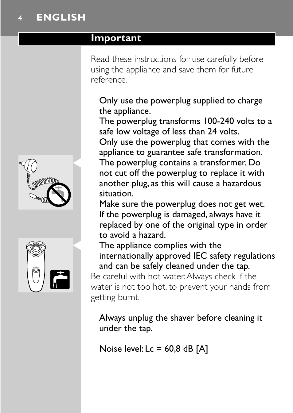 English 4 | Philips HQ7830 User Manual | Page 2 / 164