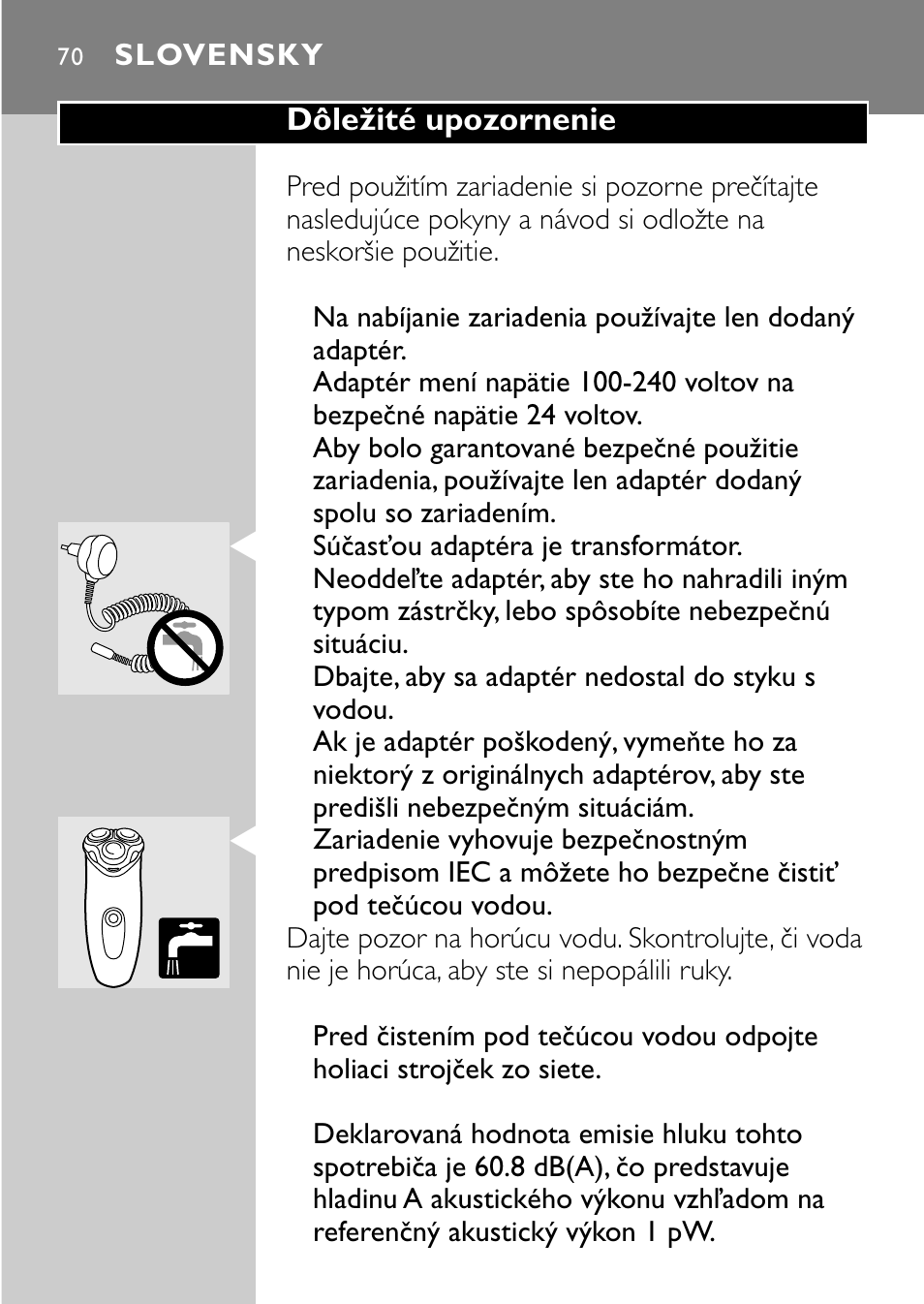 Slovensky 70 | Philips HQ7830 User Manual | Page 68 / 164