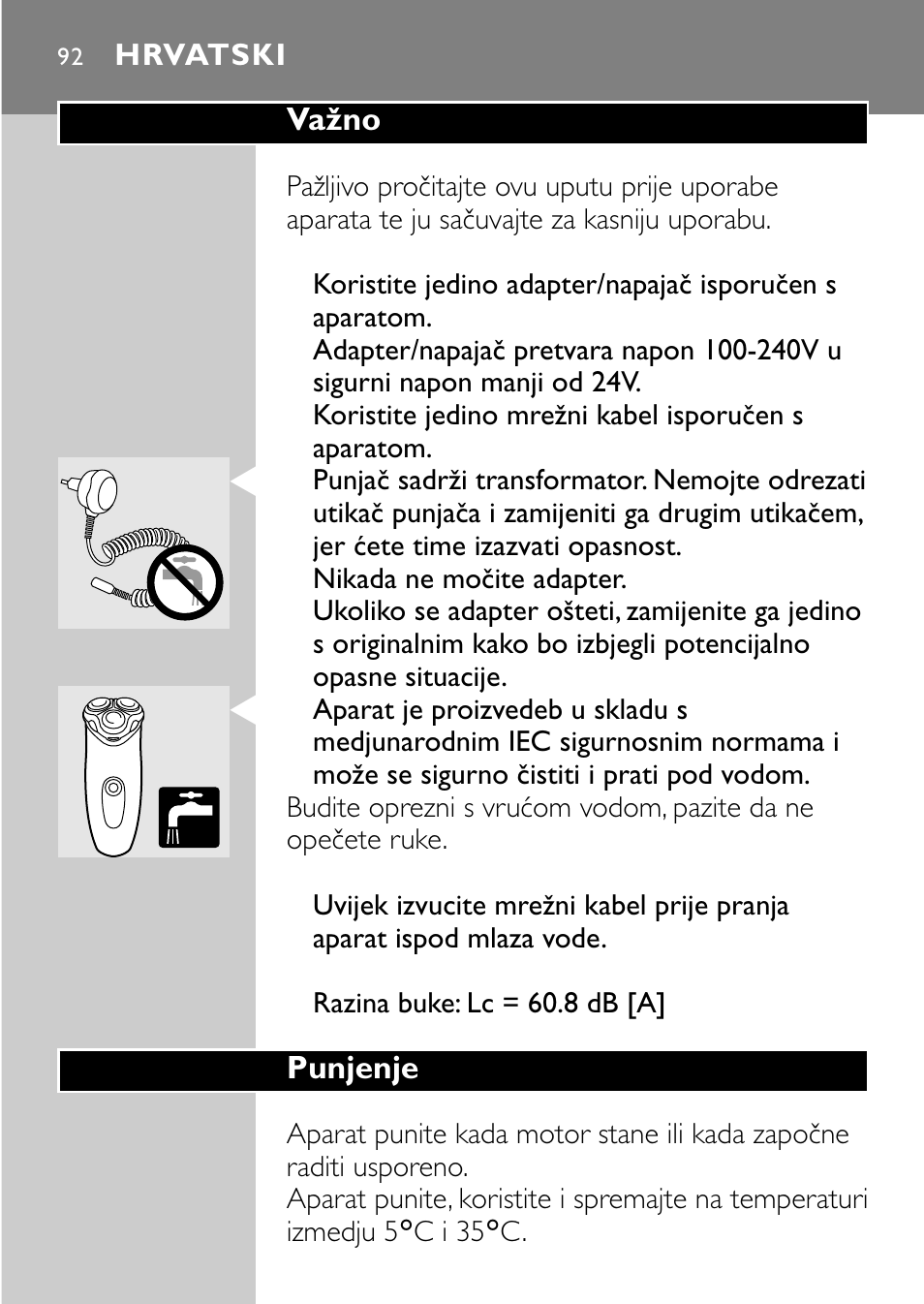 Hrvatski 92 | Philips HQ7830 User Manual | Page 90 / 164