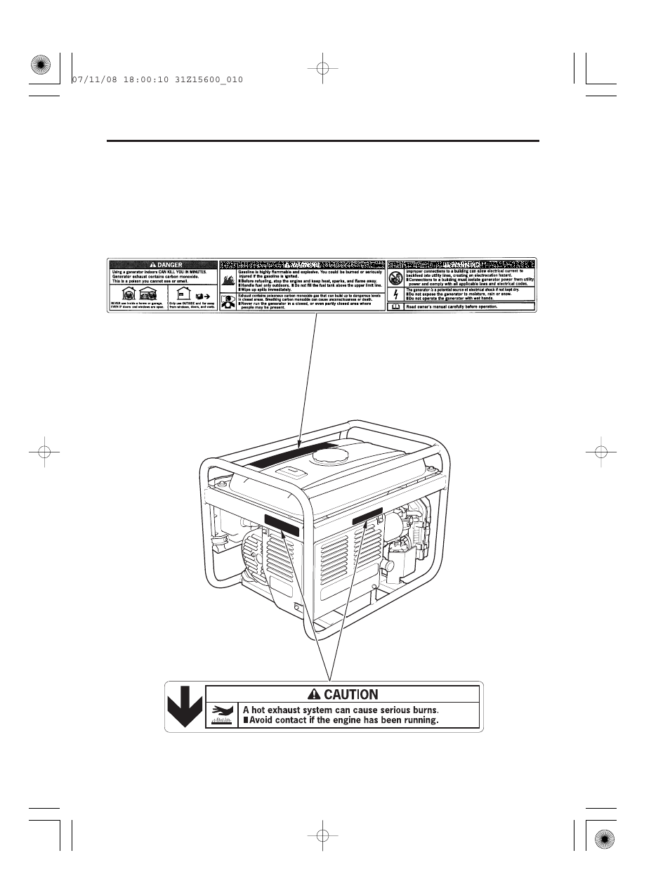 Safety label locations, 9generator safety | HONDA EP2500CX User Manual | Page 11 / 72