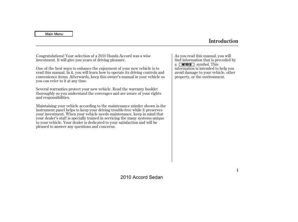 HONDA 2010 Accord Sedan User Manual | 414 pages