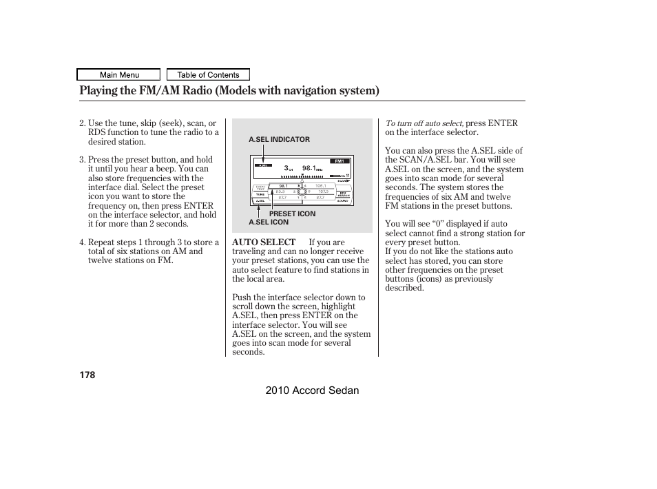 HONDA 2010 Accord Sedan User Manual | Page 181 / 414