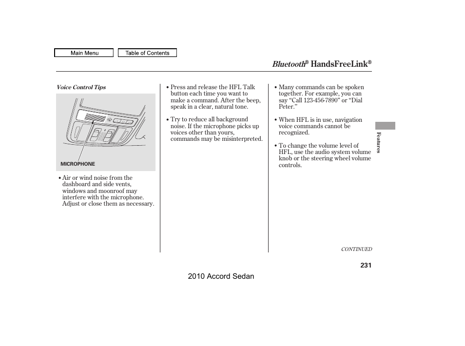 Handsfreelink, Bluetooth | HONDA 2010 Accord Sedan User Manual | Page 234 / 414