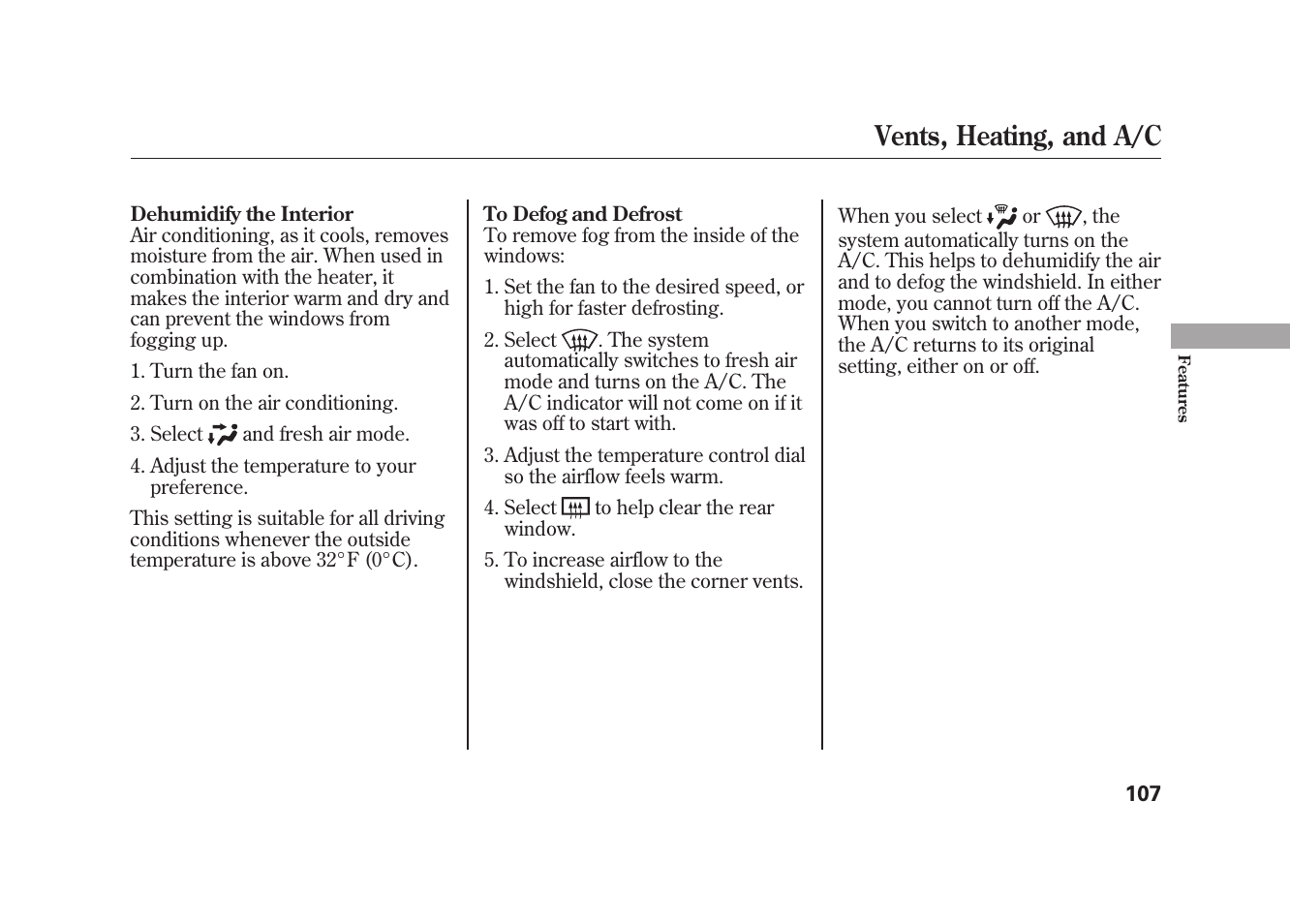 Vents, heating, and a/c | HONDA 2010 Element User Manual | Page 113 / 346