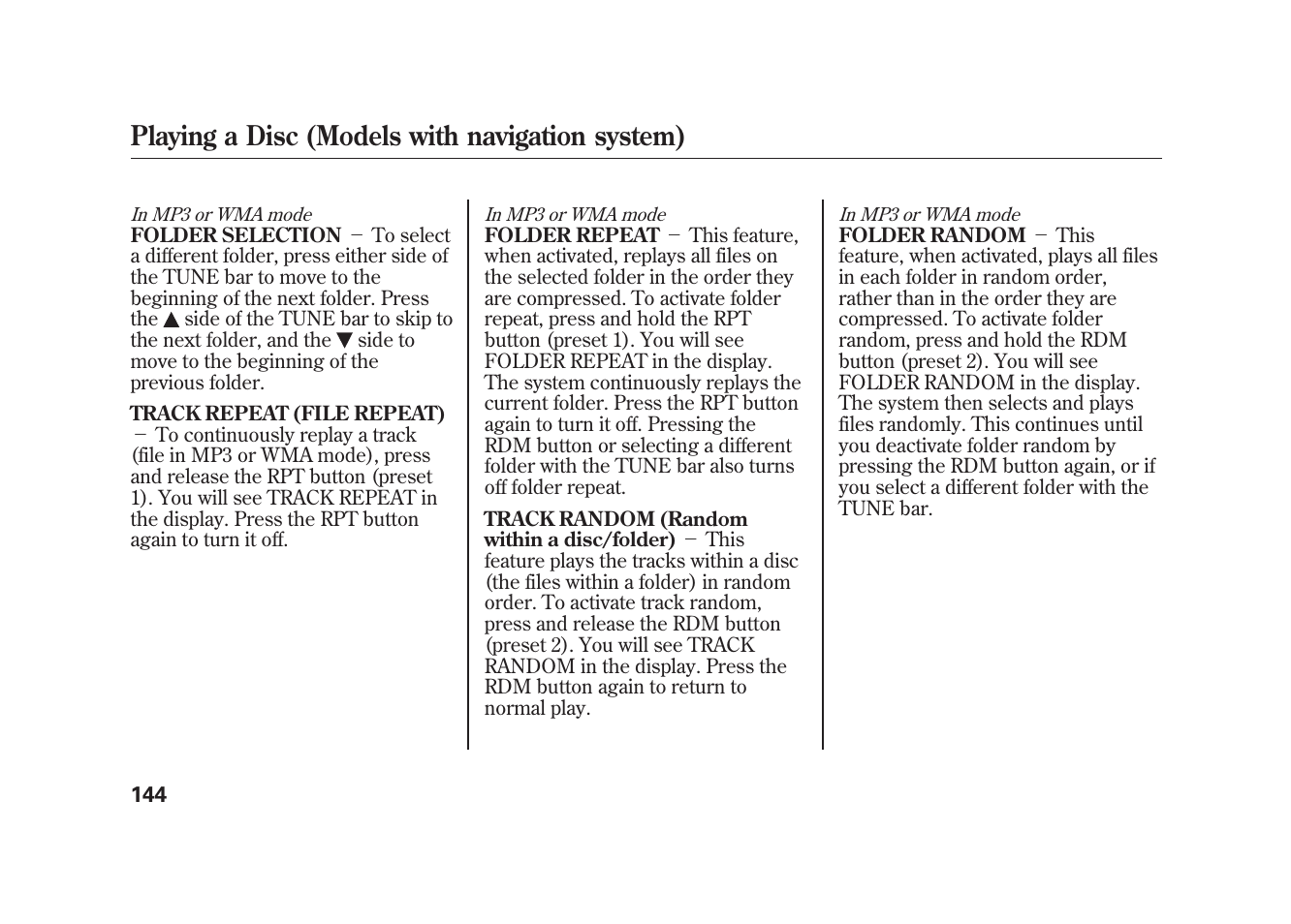 Playing a disc (models with navigation system) | HONDA 2010 Element User Manual | Page 150 / 346