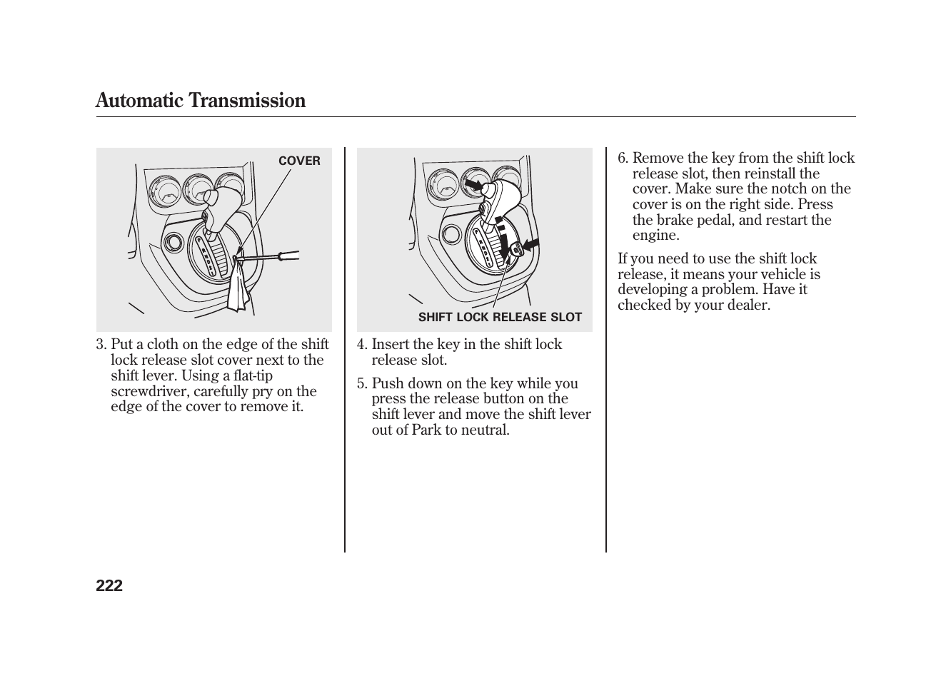 Automatic transmission | HONDA 2010 Element User Manual | Page 228 / 346