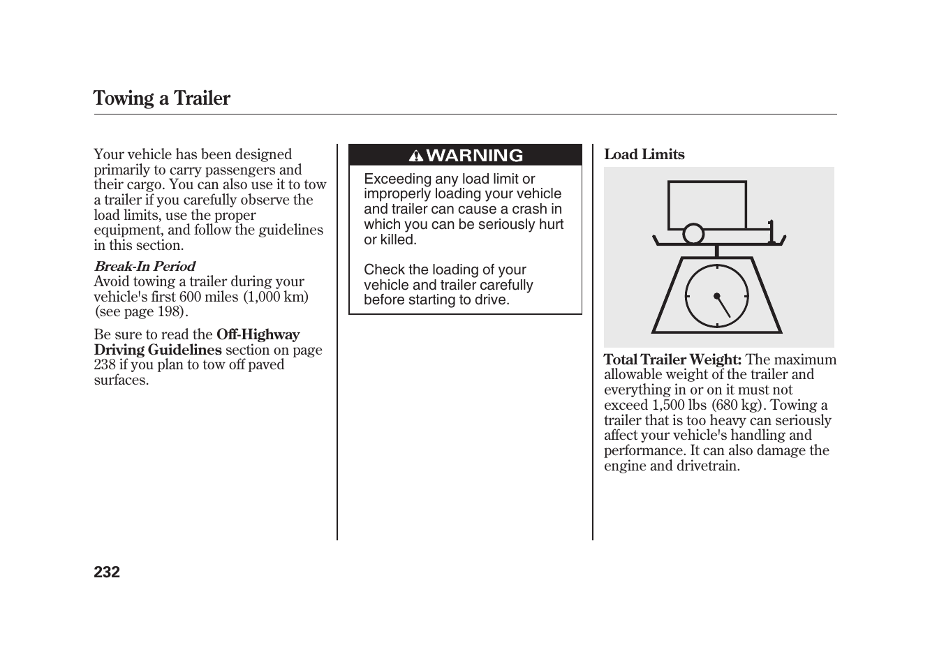 Towing a trailer | HONDA 2010 Element User Manual | Page 238 / 346