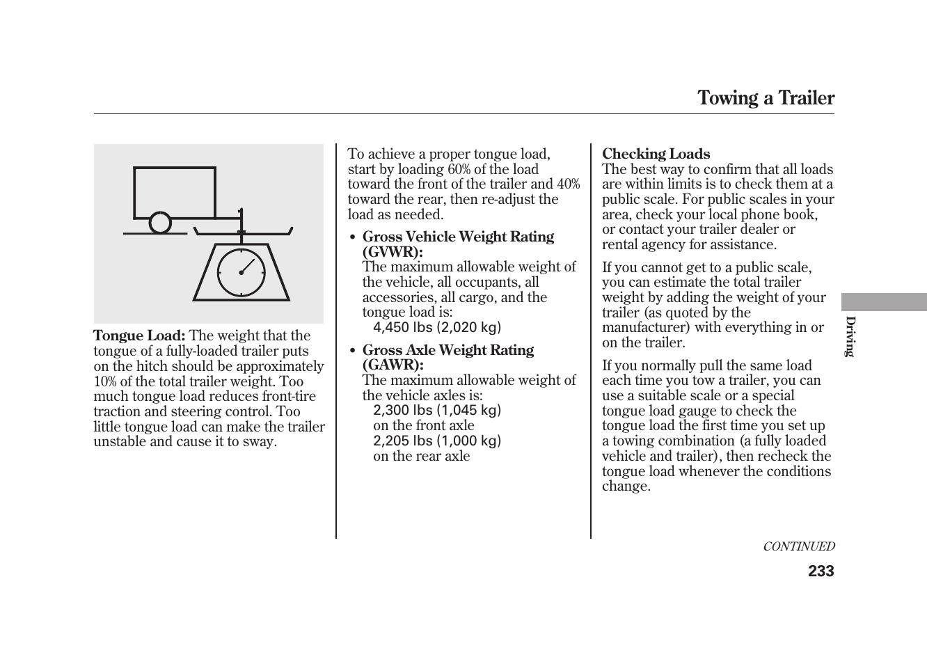 Towing a trailer | HONDA 2010 Element User Manual | Page 239 / 346