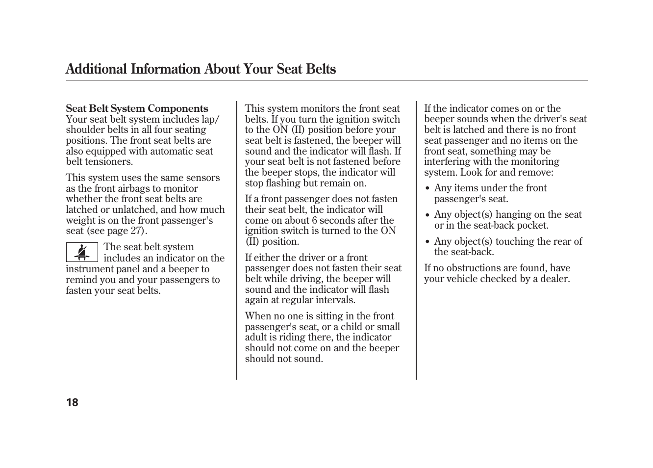 Additional information about your seat belts | HONDA 2010 Element User Manual | Page 24 / 346