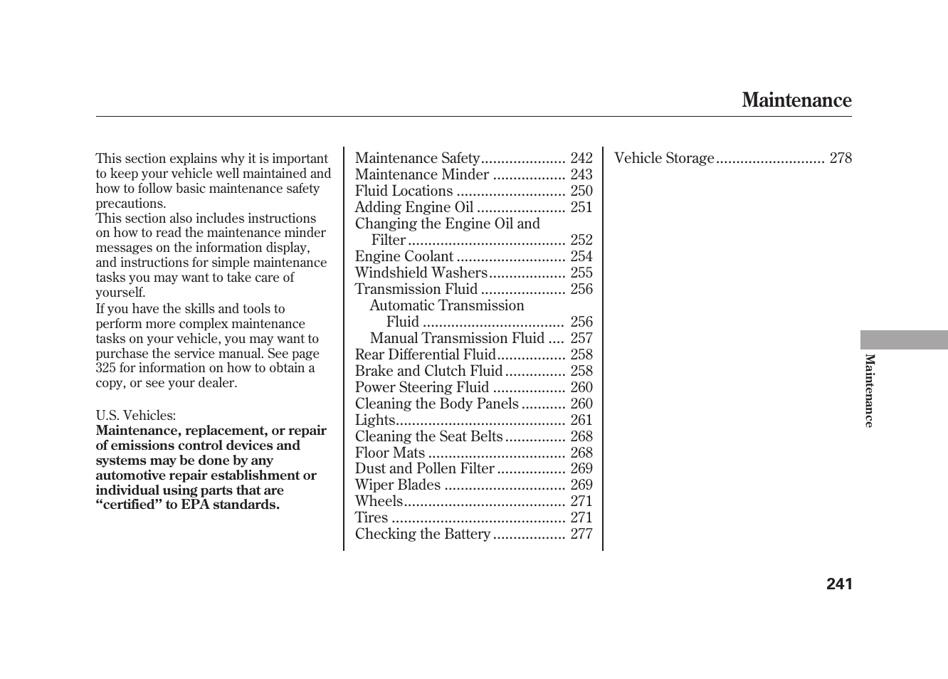 Maintenance | HONDA 2010 Element User Manual | Page 247 / 346