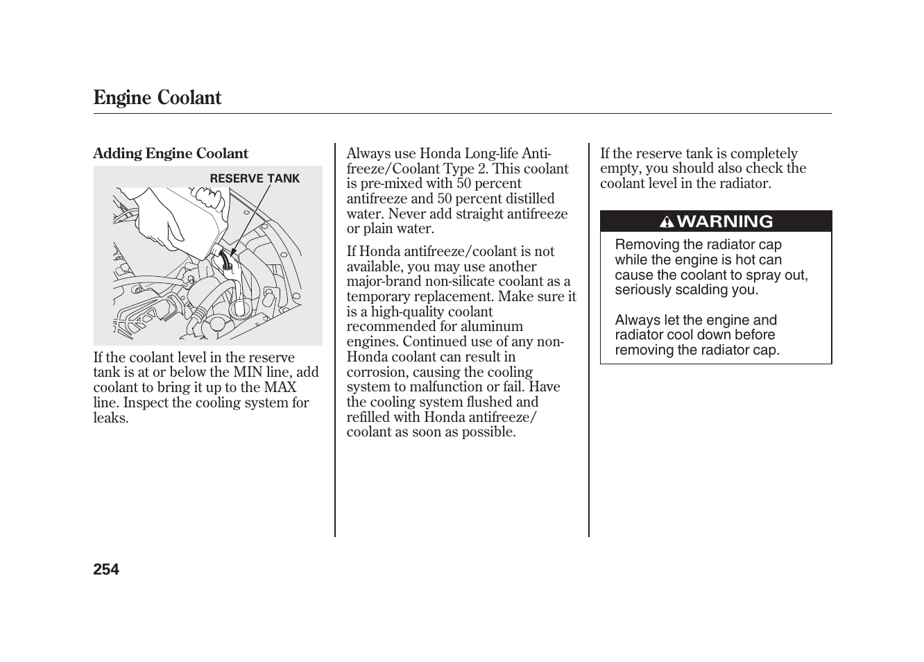 Engine coolant | HONDA 2010 Element User Manual | Page 260 / 346