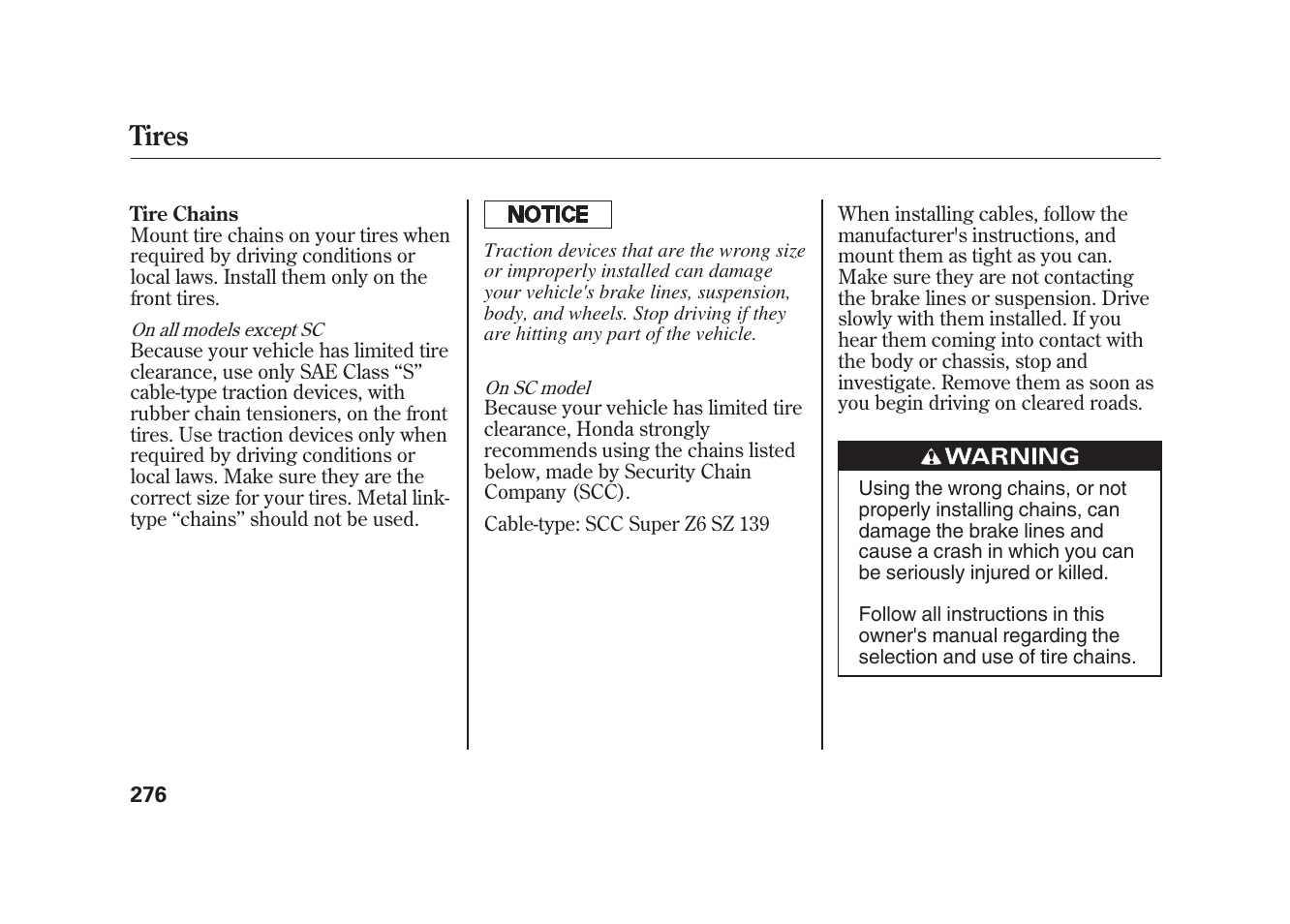 Tires | HONDA 2010 Element User Manual | Page 282 / 346