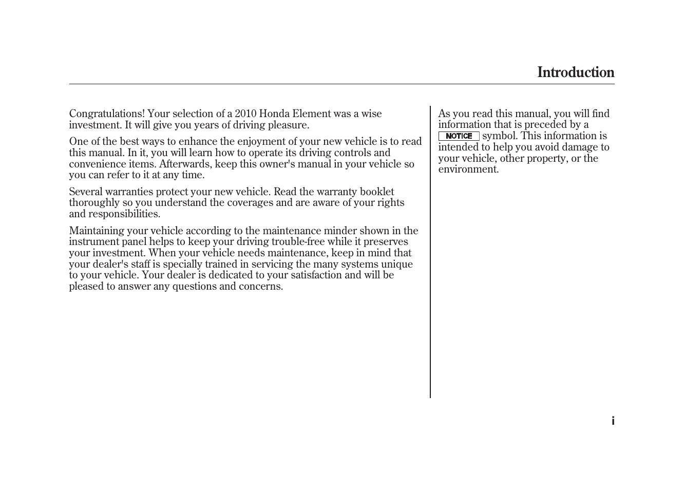 Introduction | HONDA 2010 Element User Manual | Page 3 / 346