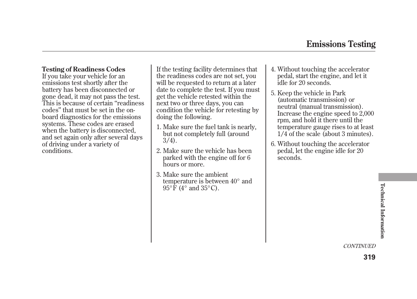 Emissions testing | HONDA 2010 Element User Manual | Page 325 / 346