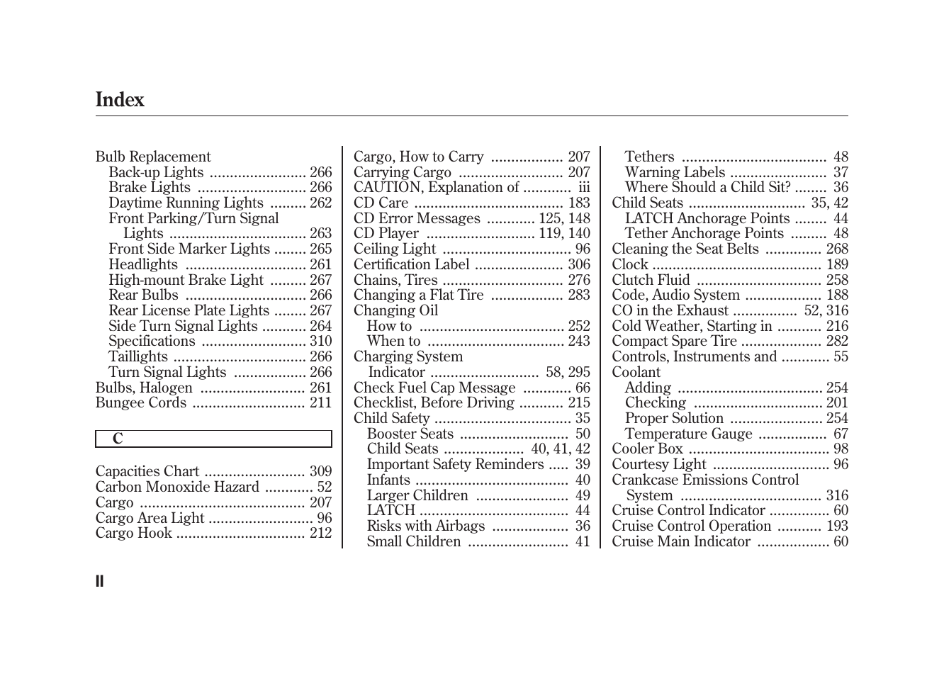 Index | HONDA 2010 Element User Manual | Page 334 / 346