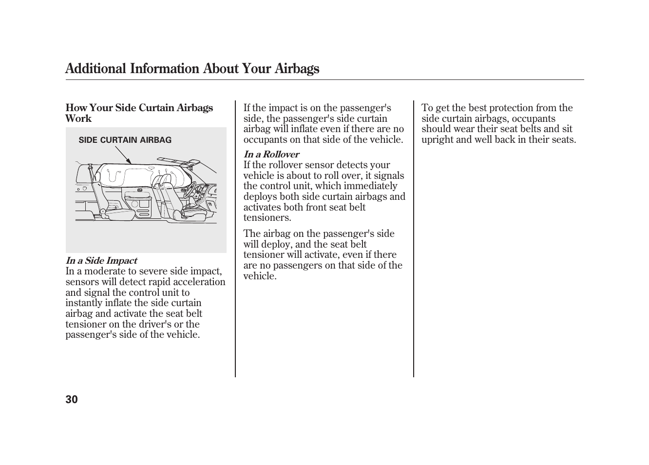 Additional information about your airbags | HONDA 2010 Element User Manual | Page 36 / 346