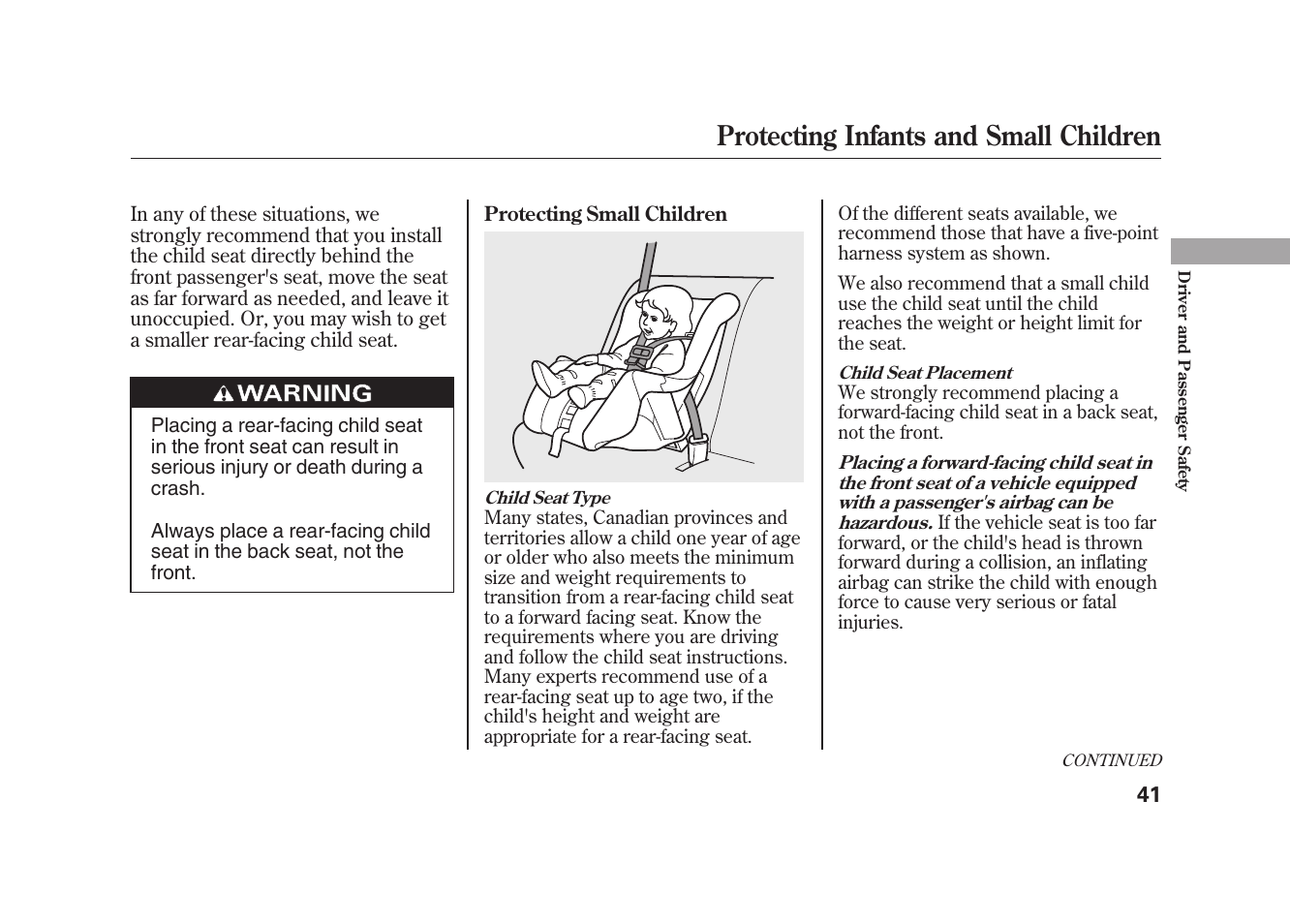 Protecting infants and small children | HONDA 2010 Element User Manual | Page 47 / 346