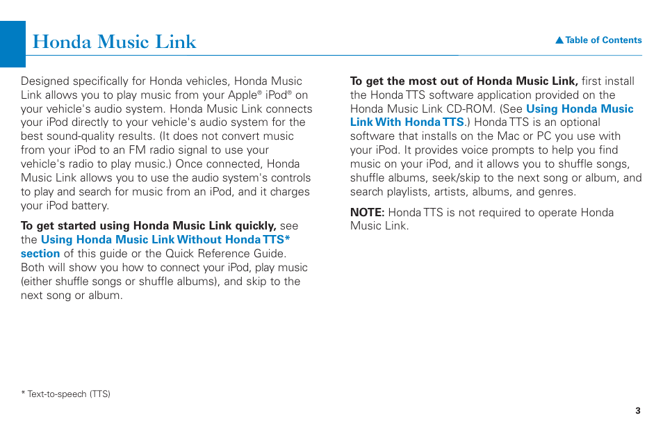 Honda music link | HONDA CR-V 2004 User Manual | Page 3 / 21