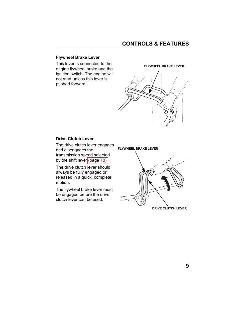 Controls & features 9 | HONDA HRB217TDA User Manual | Page 11 / 76
