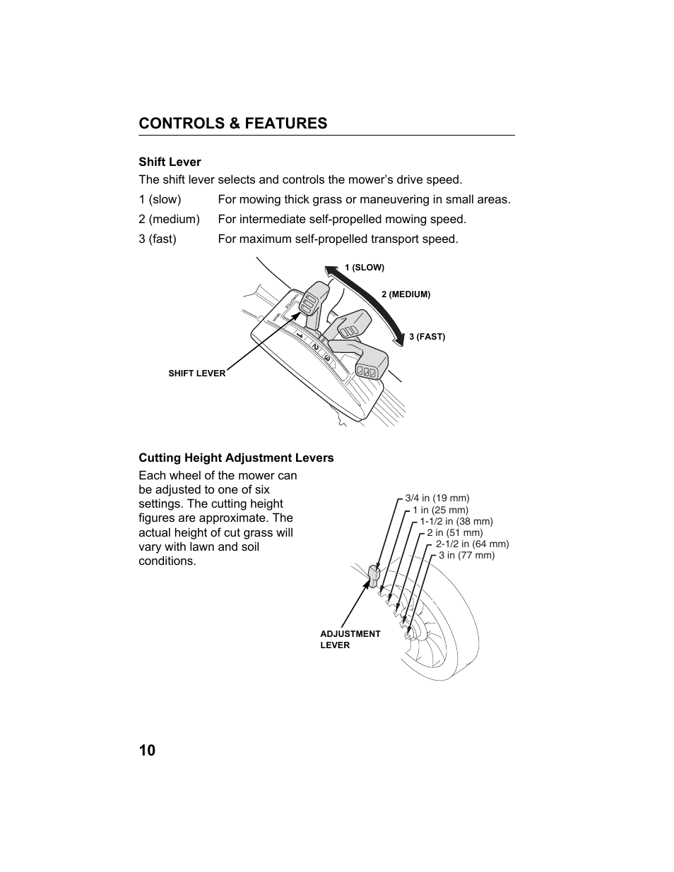 Controls & features 10 | HONDA HRB217TDA User Manual | Page 12 / 76
