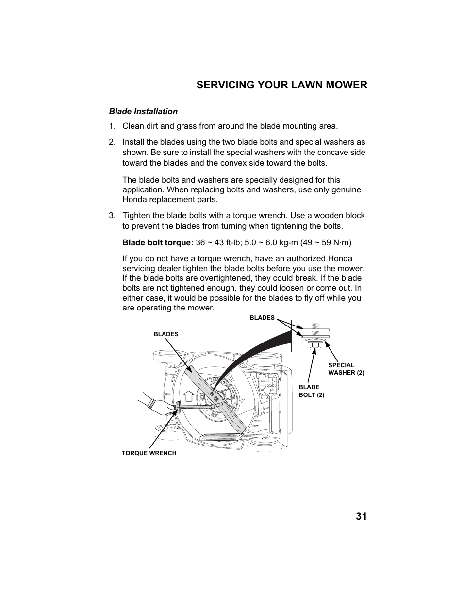 Servicing your lawn mower 31 | HONDA HRB217TDA User Manual | Page 33 / 76