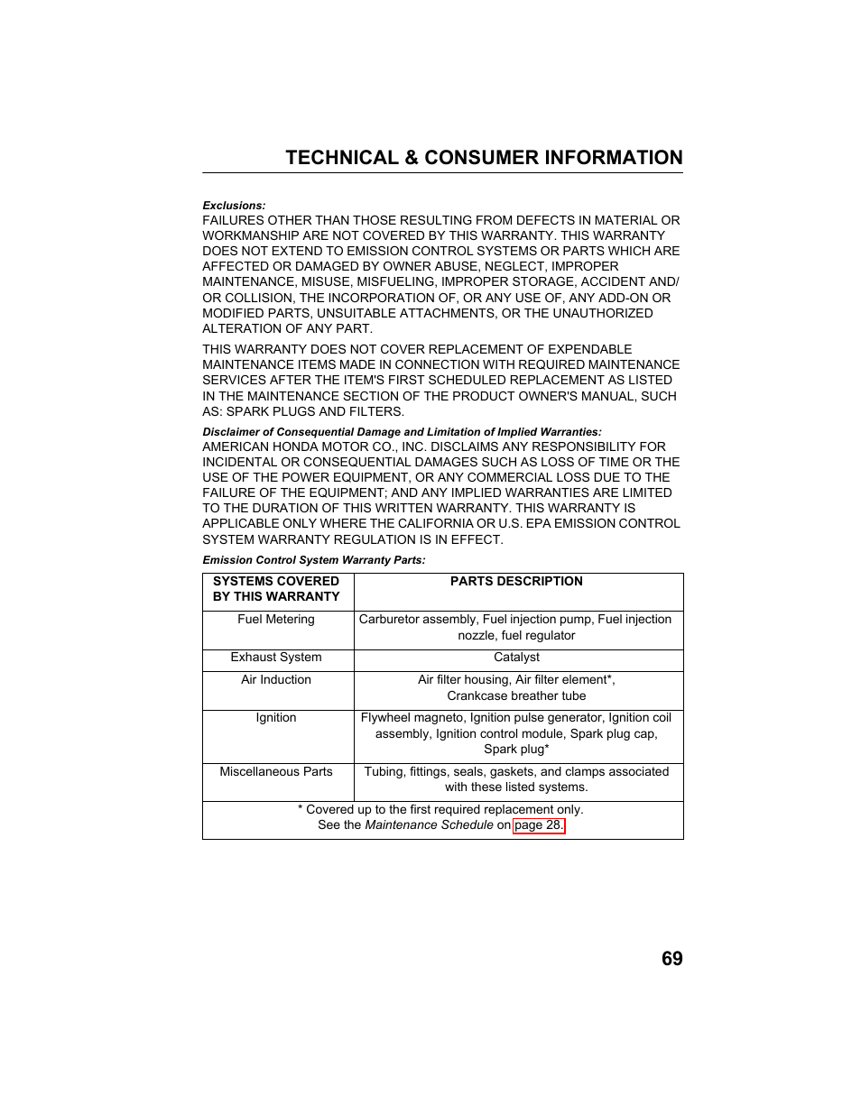 Technical & consumer information 69 | HONDA HRB217TDA User Manual | Page 71 / 76
