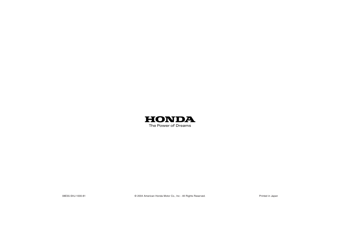HONDA ODYSSEY Security System User Manual | Page 20 / 20